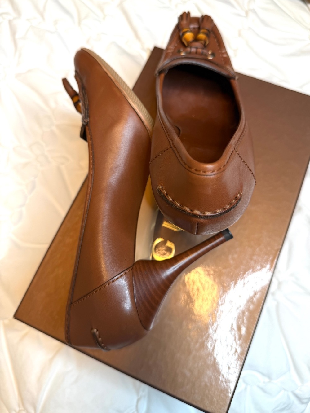 Gucci Brown Leather Tassel Loafers with Bamboo Beads - Picture 3 of 4